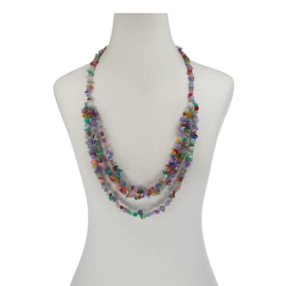 32" Multicolor Jade Chip Necklace by Jade of Yesteryear - Picture 4 of 11